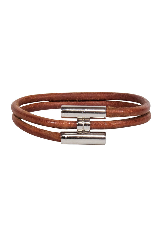 Current Boutique-Hermes - Tan Leather Tournis Tresse Bracelet