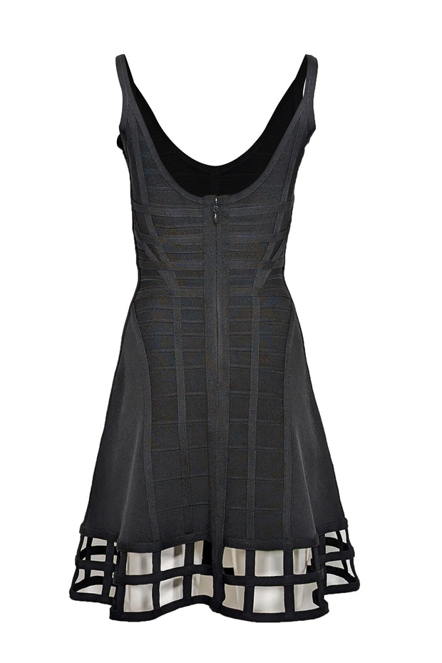 Current Boutique-Herve Leger - Black Bandage Sleeveless Fit & Flare "Viviene" Dress Sz S