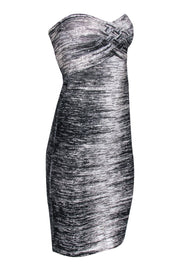 Current Boutique-Herve Leger - Black & White Print Strapless Bandage Dress Sz S