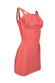 Current Boutique-Herve Leger - Coral Pink Sleeveless Bandage Dress Sz XS