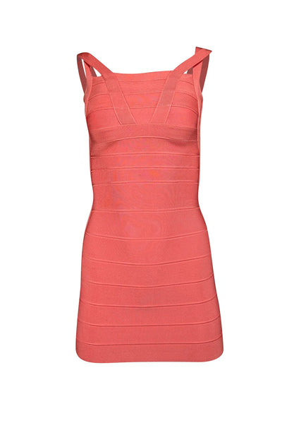 Current Boutique-Herve Leger - Coral Pink Sleeveless Bandage Dress Sz XS