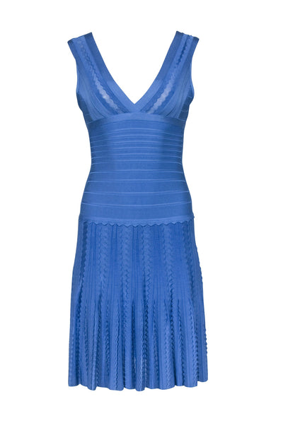 Current Boutique-Herve Leger - Cornflower Blue Bandage Sleeveless Flared Bottom Dress Sz XS