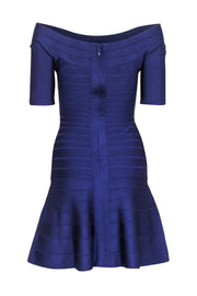Current Boutique-Herve Leger - Purple Bandage Off The Shoulder Dress Sz M