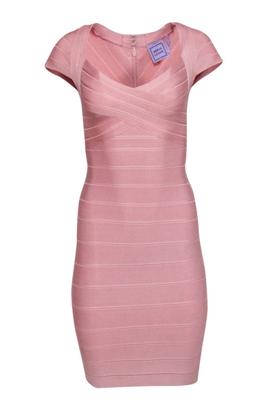 Current Boutique-Herve Leger - Rose Pink Bandage Cap Sleeve Dress Sz XS