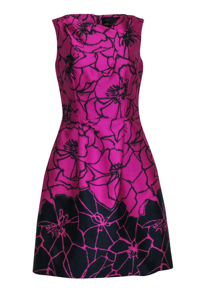 Current Boutique-Hilton Hollis - Magenta & Navy Print Sleeveless Cocktail Dress Sz 6