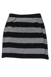 Current Boutique-Hobbs - Black & Grey Striped Mini Wrap Skirt Sz 4