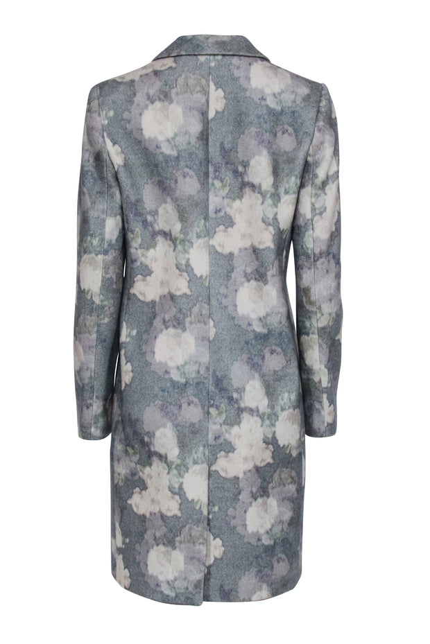 Current Boutique-Hobbs - Muted Teal, Grey, & Ivory Floral Print Wool Blend Coat Sz 6