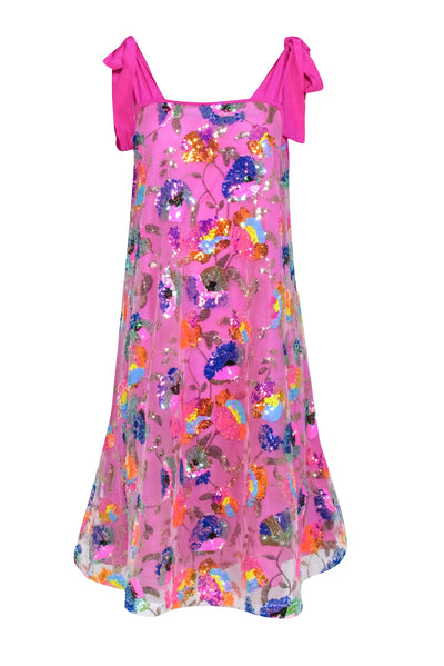 Current Boutique-House of Perna - Pink & Multi Color Sequin Sleeveless Dress Sz L