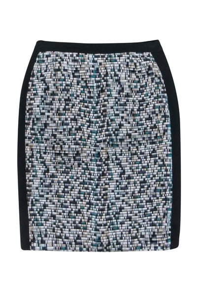 Current Boutique-Hugo Boss - Black Pencil Skirt w/ Metallic Pattern Sz 2