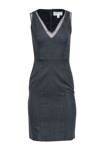 Current Boutique-Hugo Boss - Charcoal Grey Sheath Dress w/ Black Mesh Accent Sz 0