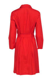 Current Boutique-Hugo Boss - Red Crop Sleeve Belted Shirt Dress Sz 10