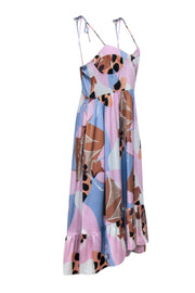 Current Boutique-Hutch - Pink Multicolor Abstract Print Tie Shoulder Midi Dress Sz 12