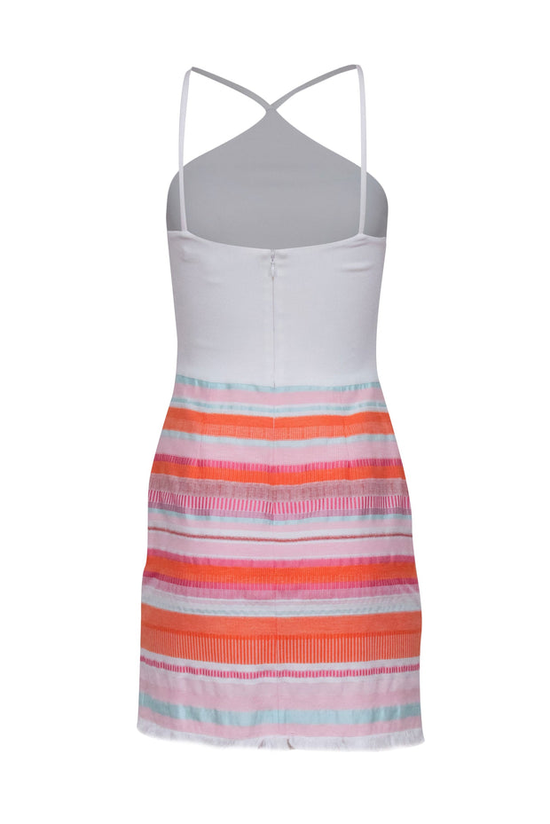 Current Boutique-Hutch - White Sleeveless Dress w/ Multi Color Striped Bottom Sz 2