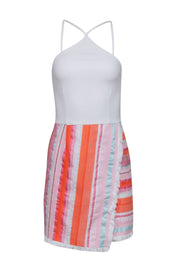 Current Boutique-Hutch - White Sleeveless Dress w/ Multi Color Striped Bottom Sz 2