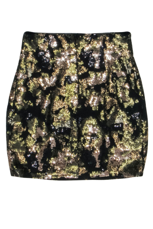 Current Boutique-IRO - Black & Green Sequin Mini Skirt Sz 2
