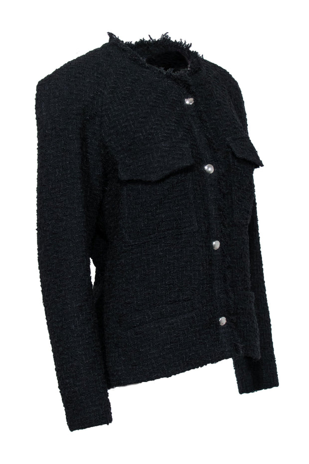Current Boutique-IRO - Black Tweed Snap Button Jacket Sz 6