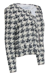 Current Boutique-IRO - Black & White Houndstooth Tweed Jacket w/ Rings Sz XL