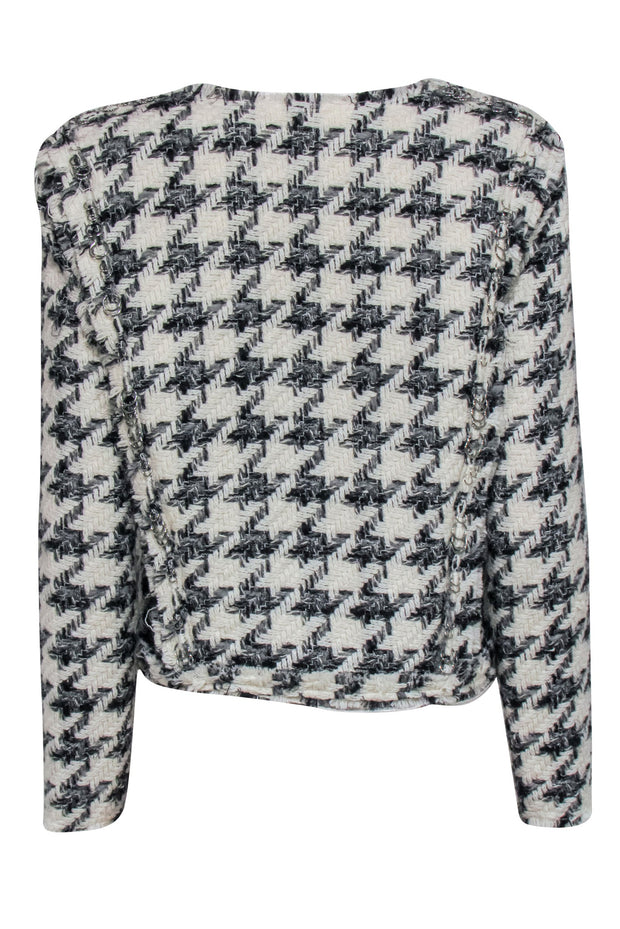 Current Boutique-IRO - Black & White Houndstooth Tweed Jacket w/ Rings Sz XL