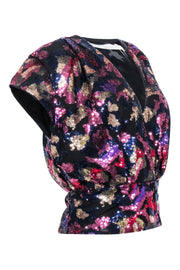 Current Boutique-IRO - Black w/ Multicolored Abstract Sequin Pattern "Eskie" Top Sz XS