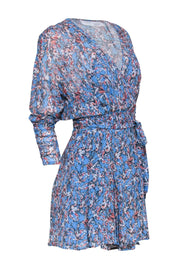 Current Boutique-IRO - Blue & Orange Abstract Floral Print Long Sleeve Mini Dress Sz 6