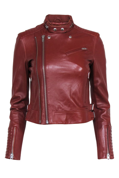 Current Boutique-IRO - Deep Brown Leather Moto Jacket Sz 4