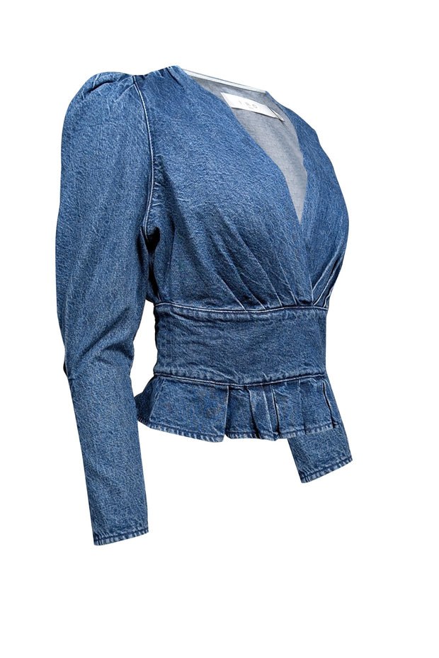 Current Boutique-IRO - Indigo Blue Denim Puff Sleeve Shirt Sz 2