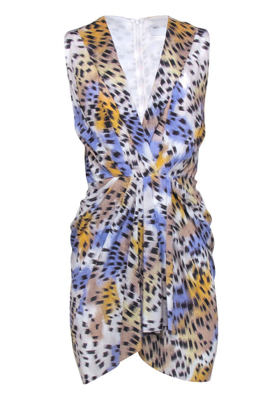 Current Boutique-IRO - Ivory w/ Blue & Orange Abstract Print Sleeveless Dress Sz 2