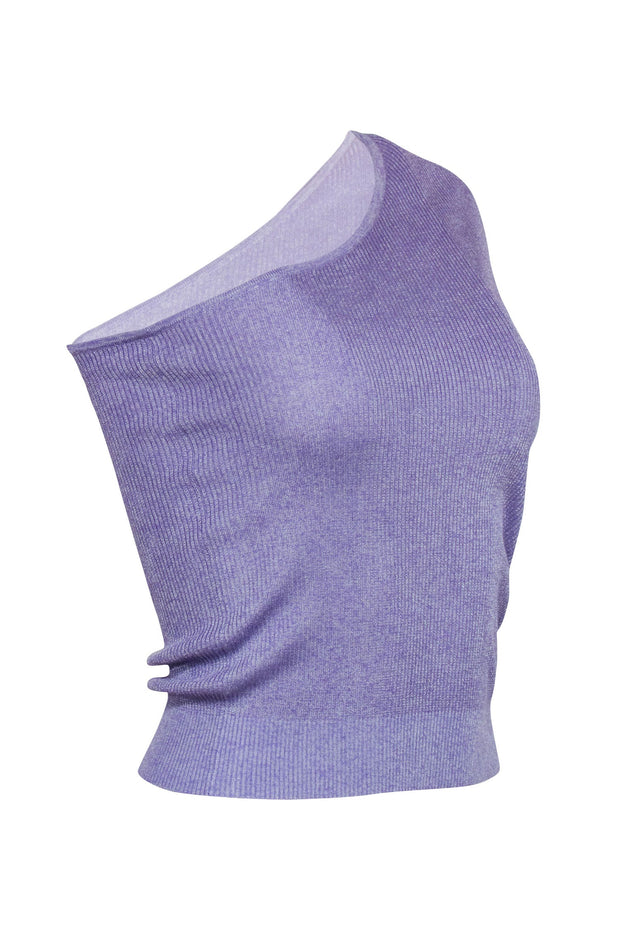 Current Boutique-IRO - Lavender Ribbed Knit Crop Sleeve One Shoulder Top Sz XS