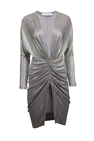 Current Boutique-IRO - Light Gold Metallic V-Neckline Dress Sz 4