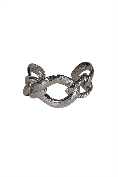 Current Boutique-IRO - Silver Hammered Chain Style Cuff Bracelet