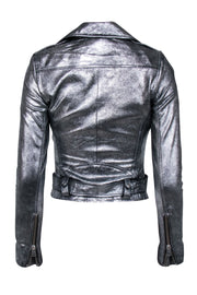 Current Boutique-IRO - Silver Metallic Lamb Leather Moto Zip Jacket Sz 4