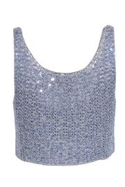 Current Boutique-Iisli - Light Blue Crochet Sequin Cropped Top Sz S