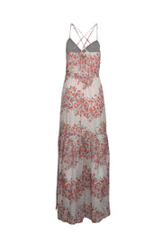 Current Boutique-Intermix - Cream w/ Red Floral Print Silk Maxi Dress Sz 4