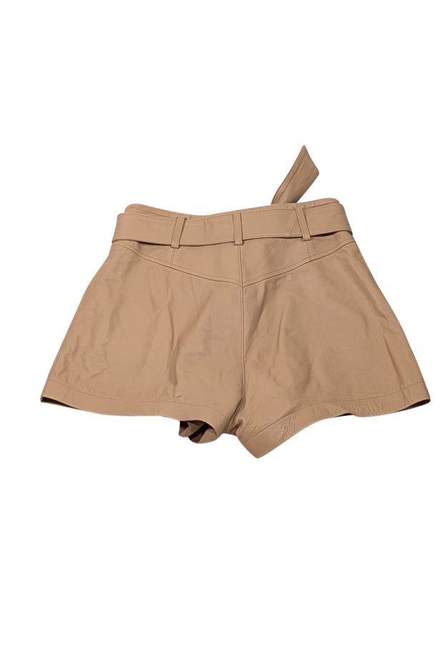 Current Boutique-Intermix - Dark Beige Belted Leather Shorts Sz 0