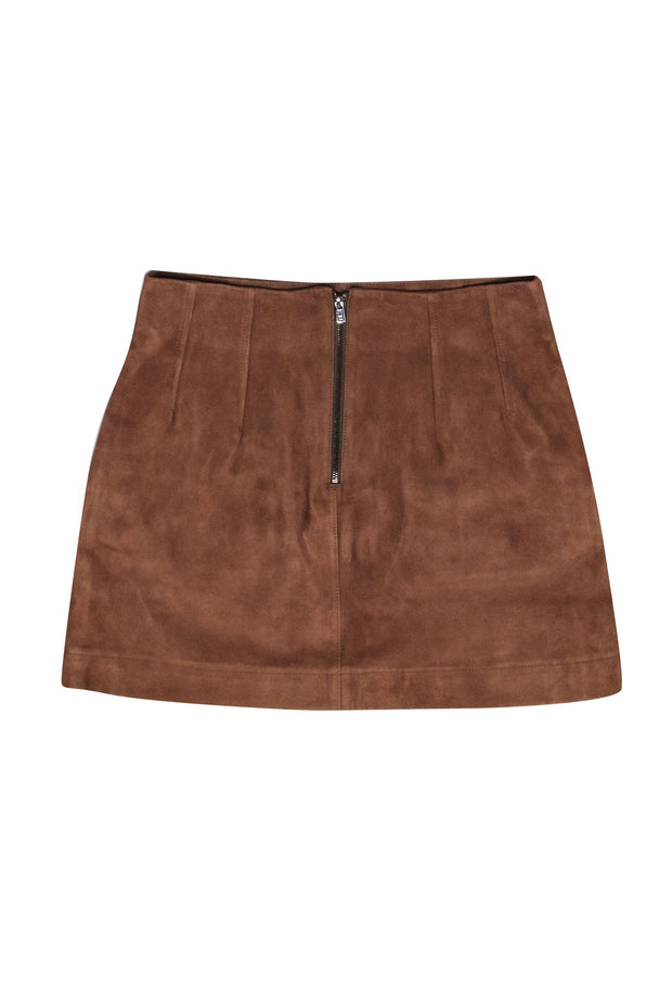Current Boutique-Intermix - Light Brown Goat Suede Whipstitch Mini Skirt Sz 6