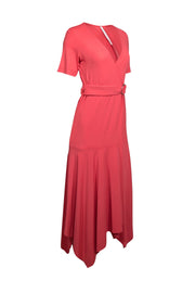 Current Boutique-Iris Setlakwe - Coral Pink Wrap Dress w/ Handkerchief Hem Sz XS