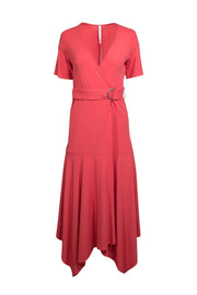 Current Boutique-Iris Setlakwe - Coral Pink Wrap Dress w/ Handkerchief Hem Sz XS