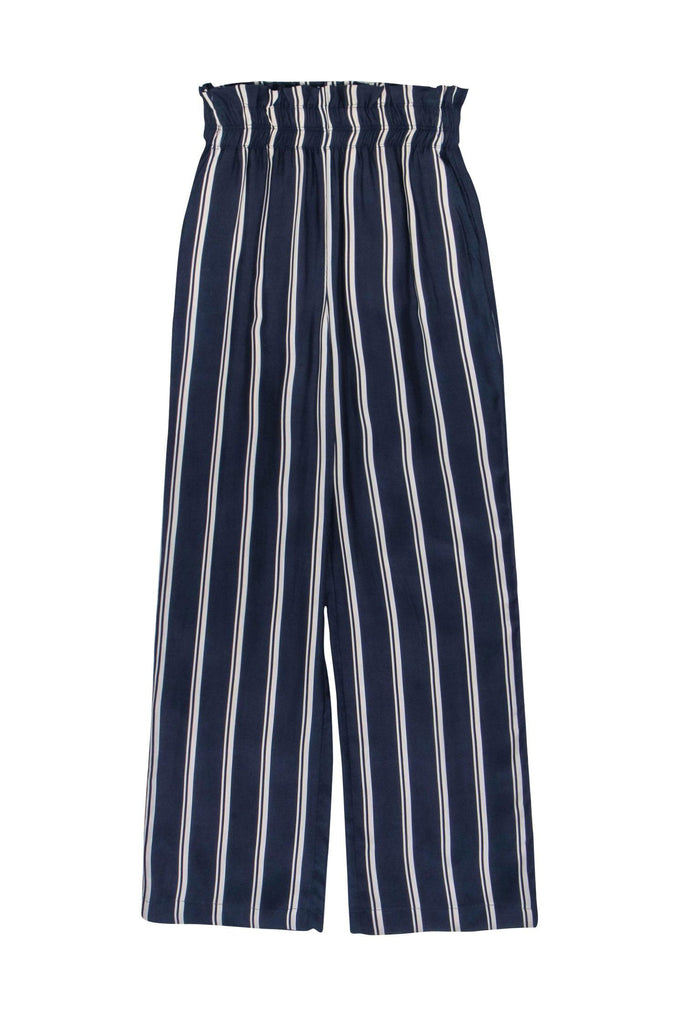 Iris Setlakwe - Navy & White Stripe Smock Waist Pant Sz 0 – Current Boutique