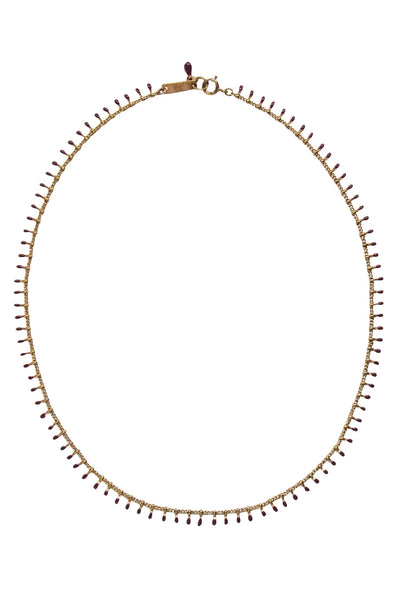 Current Boutique-Isabel Marant - Gold Colored Necklace w/ Plum Purple Detail
