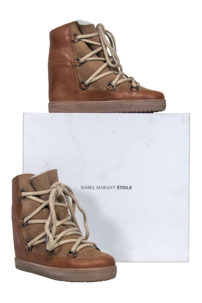 Current Boutique-Isabel Marant - Tan Leather " Nowles" Snow Boots Sz 6