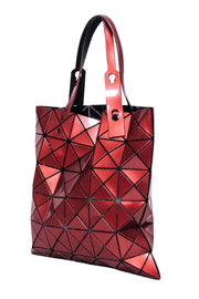 Current Boutique-Issey Miyake - Red Metallic Geometric Paneled "Lucent" Tote Bag