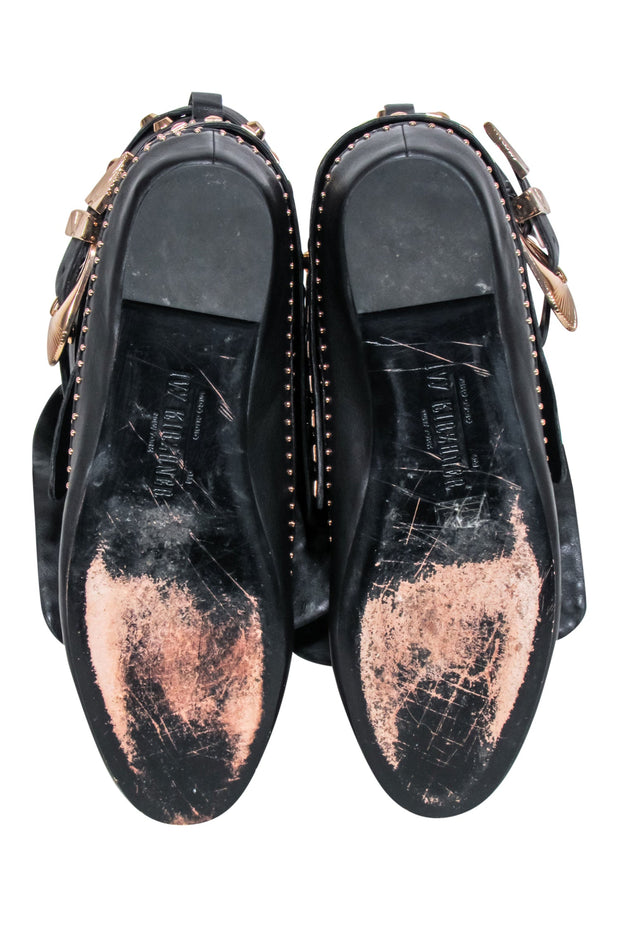 Current Boutique-Ivy Kirzhner - Black Leather Booties w/ Bronze Studs Sz 9