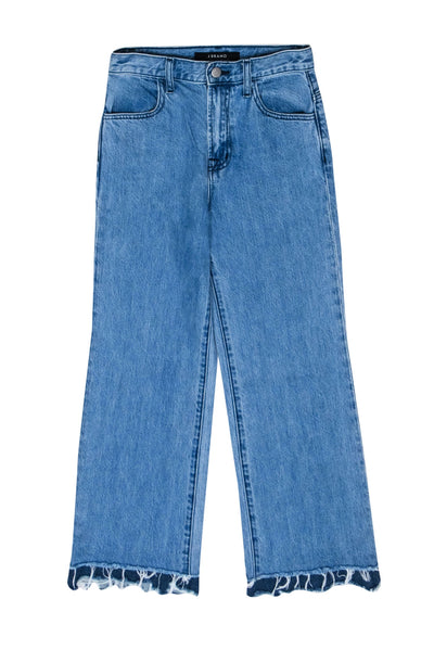 Current Boutique-J Brand - Medium Wash Distressed Hem Cropped Jeans Sz 0