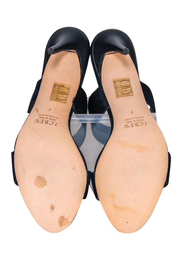 Current Boutique-J. Crew Collection - Navy Leather & Calf Hair Kitten Heels Sz 7