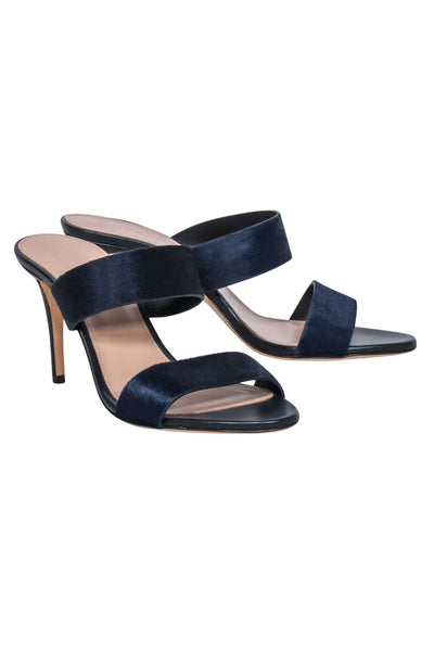 Current Boutique-J. Crew Collection - Navy Leather & Calf Hair Kitten Heels Sz 7