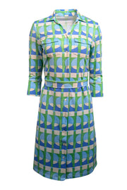 Current Boutique-J. McLaughlin - Green, Blue, & Cream Geometric Print