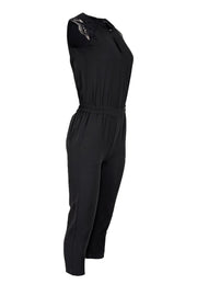 Current Boutique-J.Crew - Black Sleeveless w/ Navy Lace Shoulder Detail Jumpsuit Sz 00P