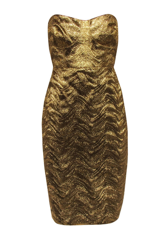 Current Boutique-J.Crew Collection - Gold Metallic Strapless Mini Dress Sz 8