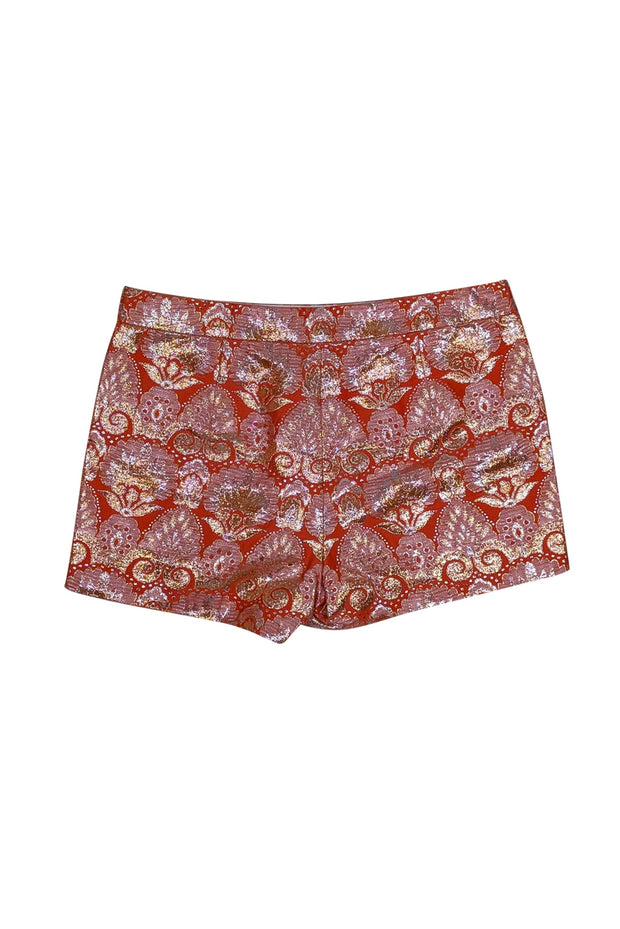 Current Boutique-J.Crew Collection - Orange, Silver, & Gold, Metallic Brocade Shorts Sz 8