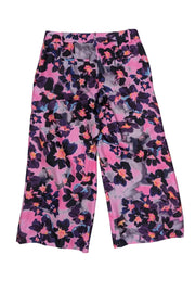 Current Boutique-J.Crew Collection - Pink & Purple Floral Print Silk Crop Pants Sz 4